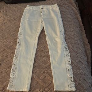 White Lace Trim Pants classy, vintage, cottage core